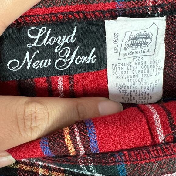 Lloyd New York Skirt Women's Size 10 Red Plaid Tartan Pleated Calf Length Vtg - Picture 4 of 8